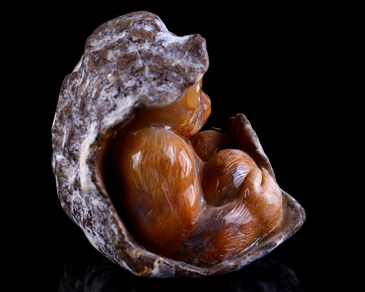 4.9" Chalcedony Hand Carved Crystal Ape Sculpture