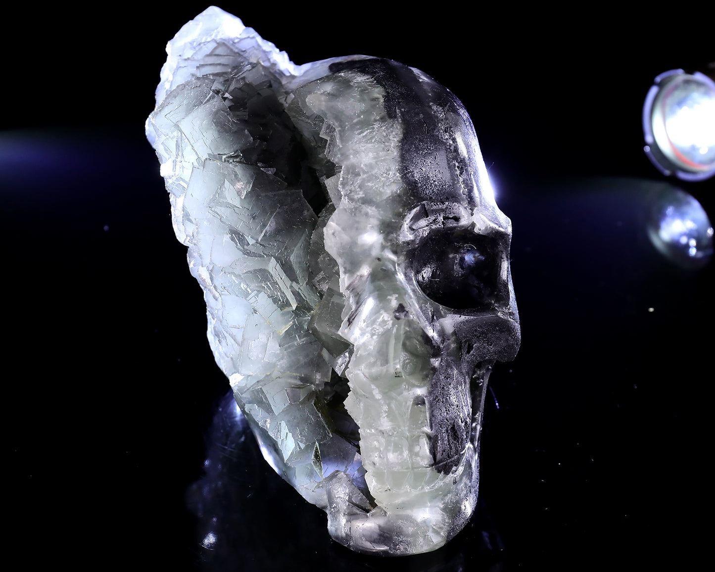 6.5" Quartz Rock Druse Hand Carved Crystal Skull Sculpture