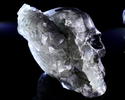 6.5" Quartz Rock Druse Hand Carved Crystal Skull Sculpture