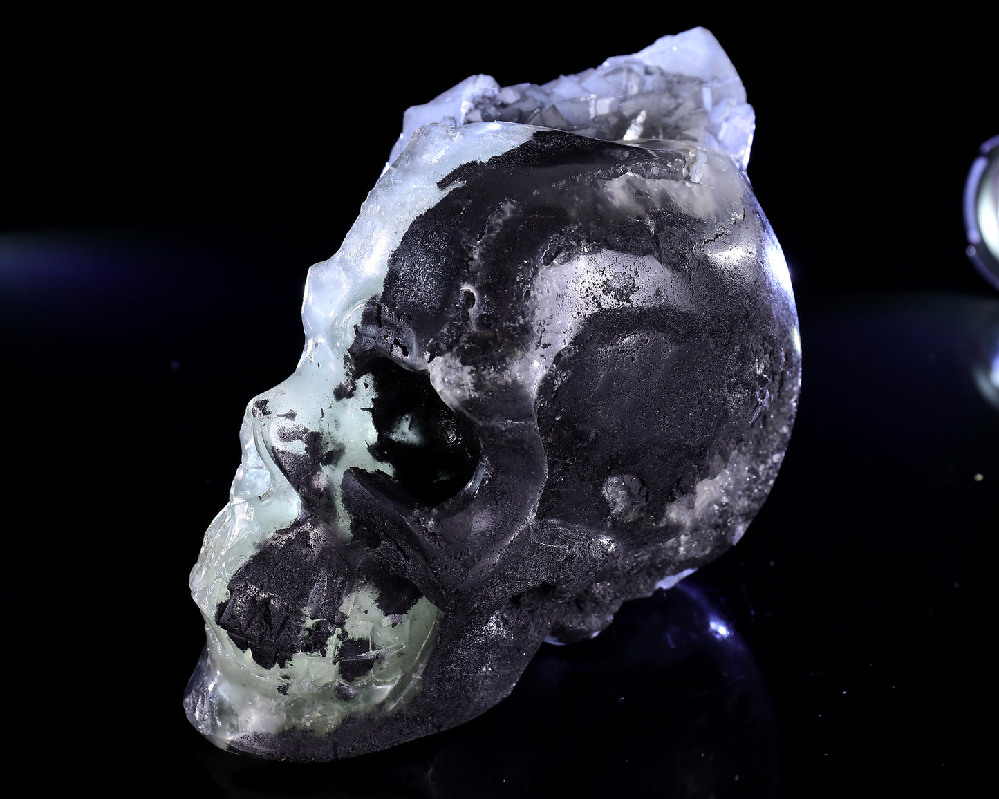 6.5" Quartz Rock Druse Hand Carved Crystal Skull Sculpture