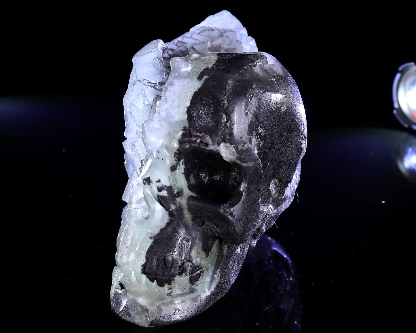 6.5" Quartz Rock Druse Hand Carved Crystal Skull Sculpture