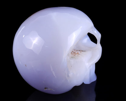 5.2" Blue Chalcedony Hand Carved Crystal Realistic Skull Sculpture