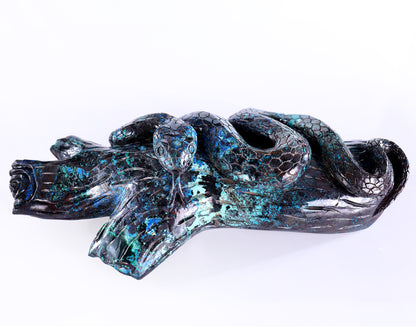 8.0" Phoenix Stone Hand Carved Crystal Snake Sculpture