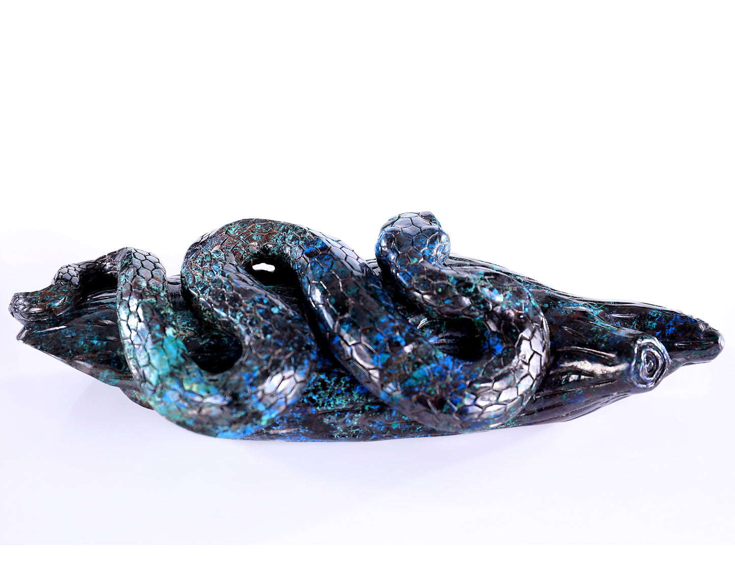 8.0" Phoenix Stone Hand Carved Crystal Snake Sculpture