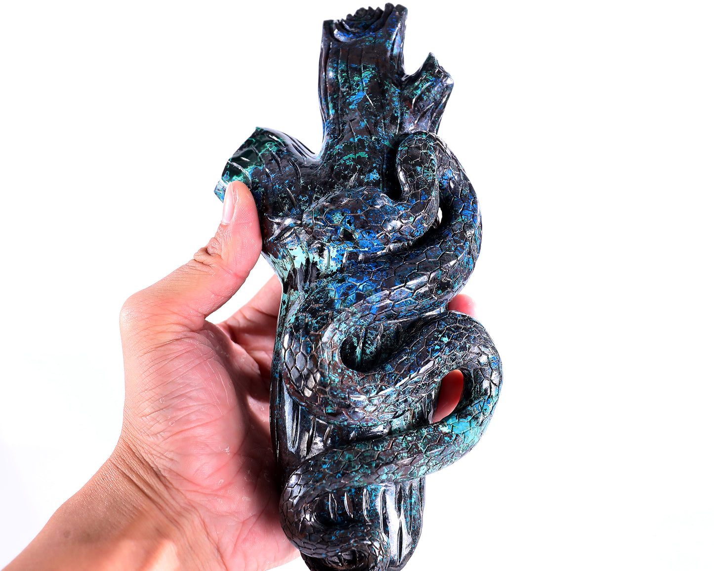 8.0" Phoenix Stone Hand Carved Crystal Snake Sculpture