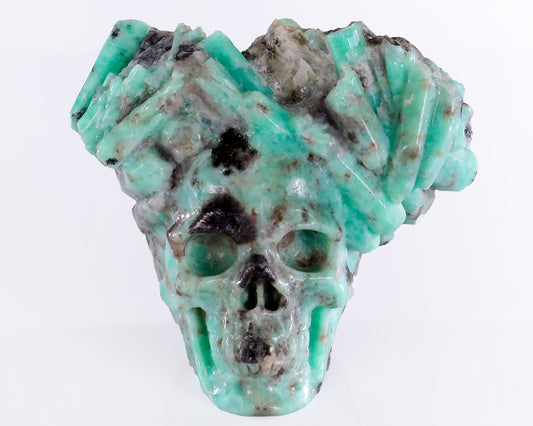 3.6" Emerald Hand Carved Mineral Specimen Skull Sculpture