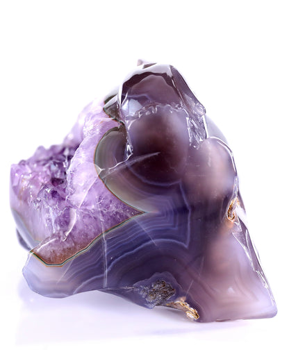 8.3" Natural Amethyst Druse Agate Hand Carved Crystal Penguin Sculpture