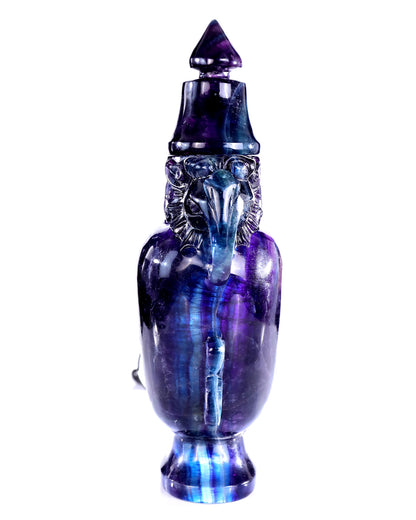 10.6” Natural Fluorite Hand Carved Crystal Vase with Lid