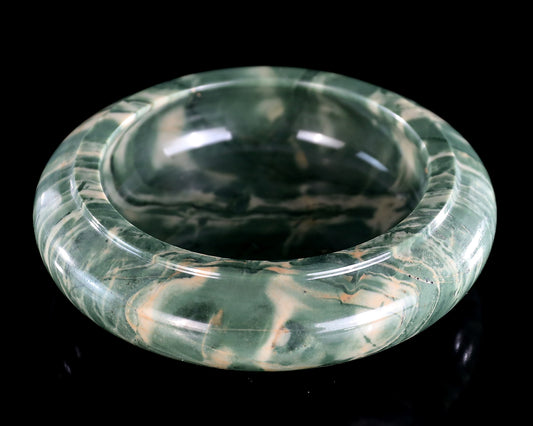 5.7" Jiulong Jade Hand Carved Crystal Ashtray