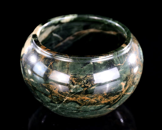 5.0" Jiulong Jade Hand Carved Crystal Tea Bowl