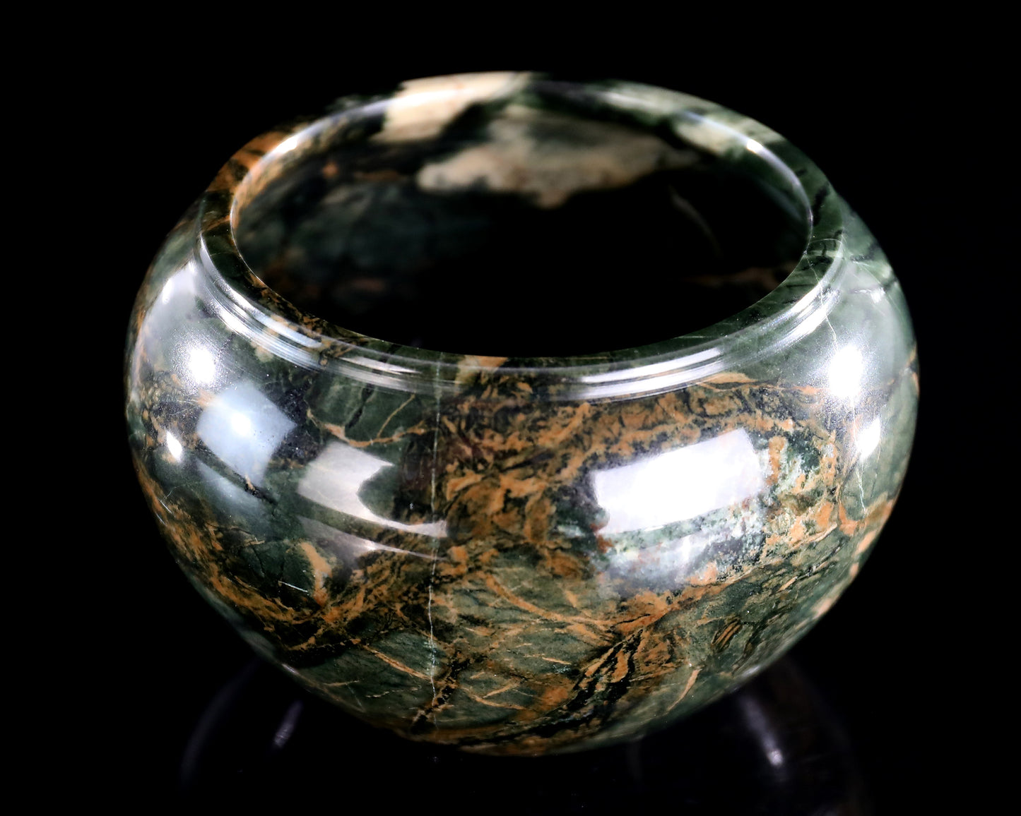 5.0" Jiulong Jade Hand Carved Crystal Tea Bowl