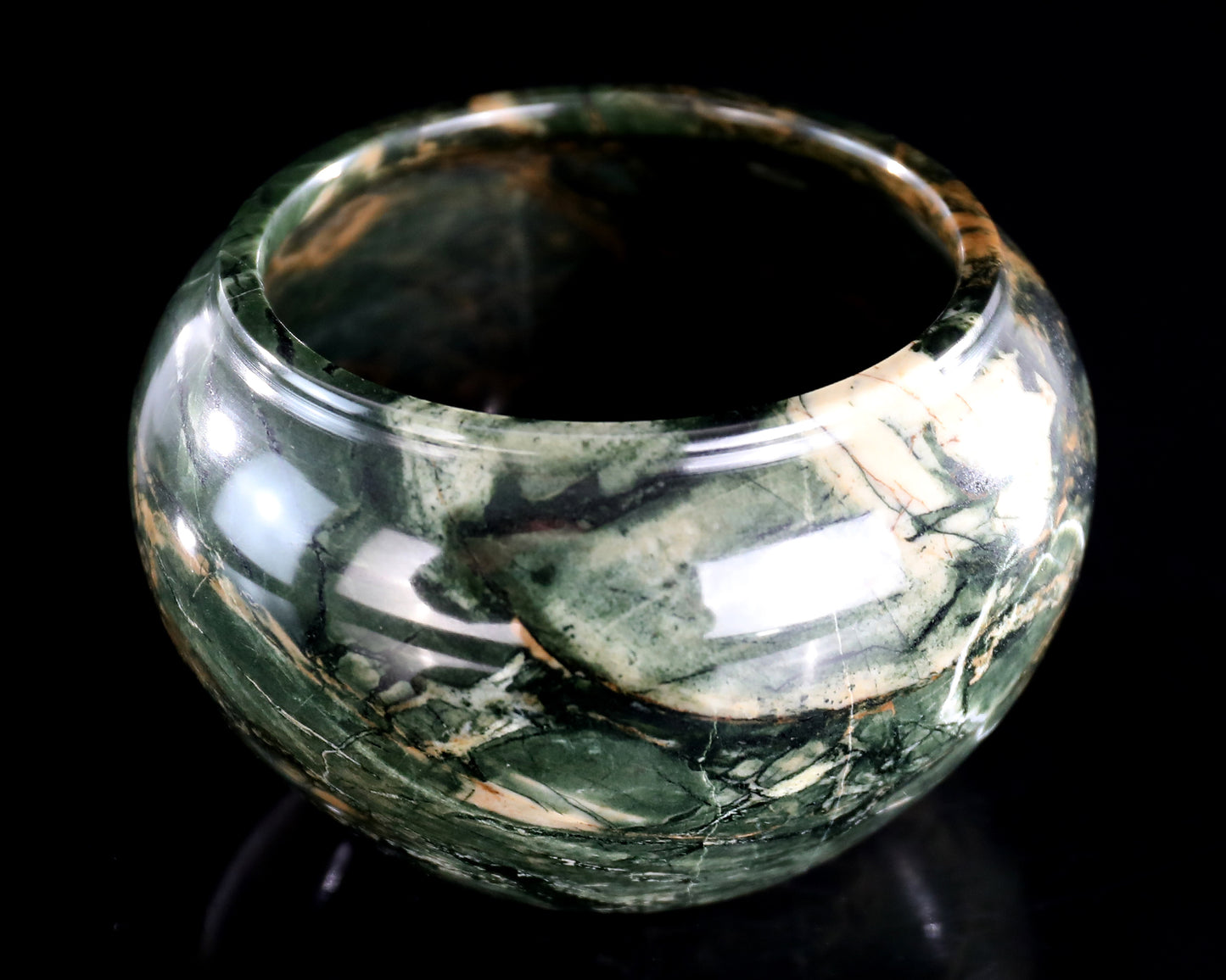 5.0" Jiulong Jade Hand Carved Crystal Tea Bowl