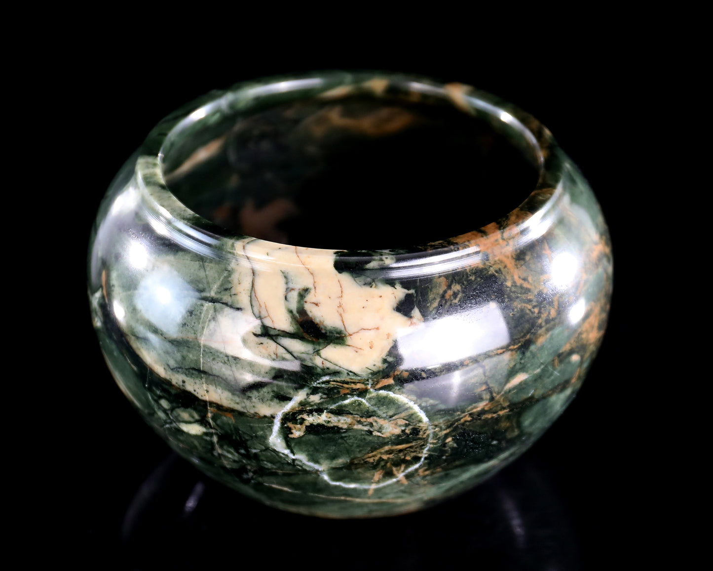 5.0" Jiulong Jade Hand Carved Crystal Tea Bowl