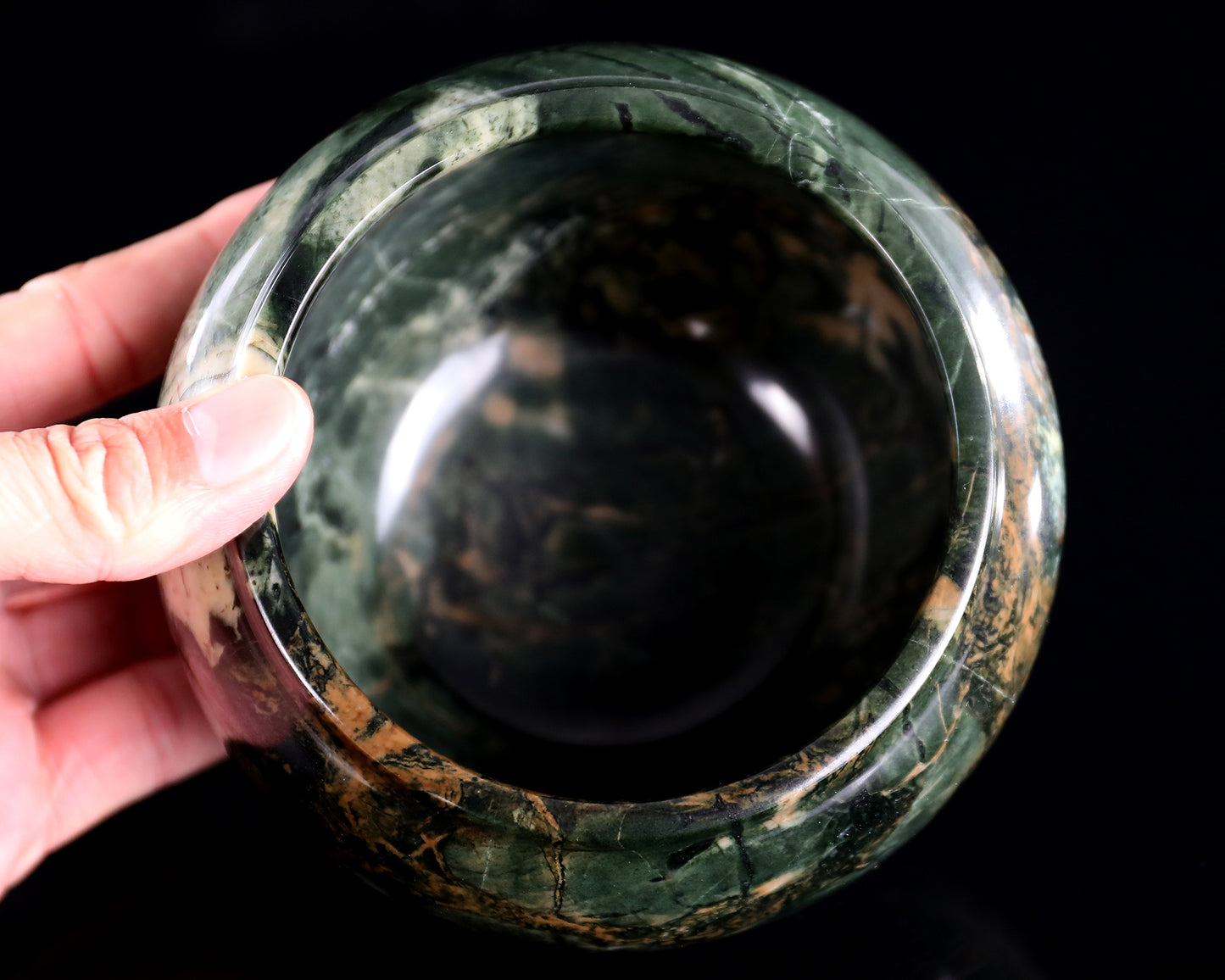 5.0" Jiulong Jade Hand Carved Crystal Tea Bowl