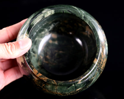 5.0" Jiulong Jade Hand Carved Crystal Tea Bowl