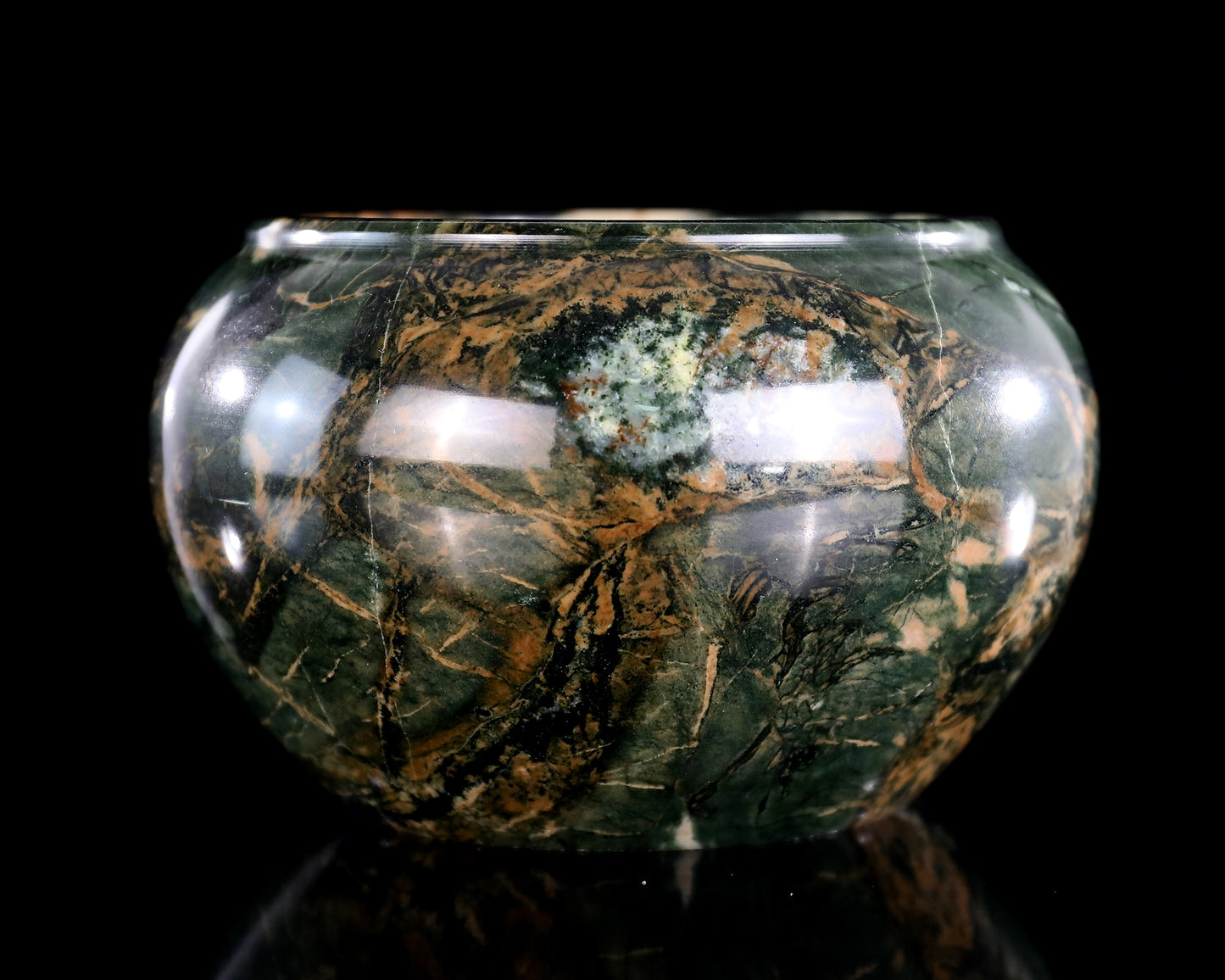 5.0" Jiulong Jade Hand Carved Crystal Tea Bowl