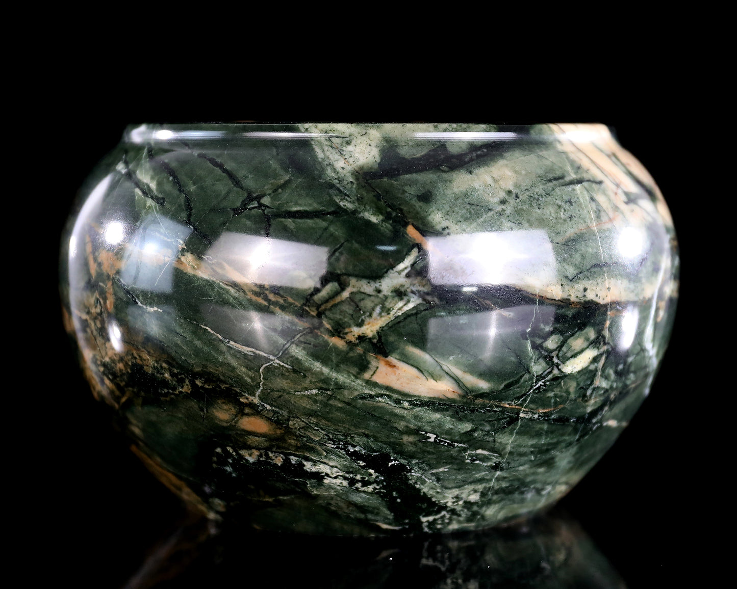 5.0" Jiulong Jade Hand Carved Crystal Tea Bowl