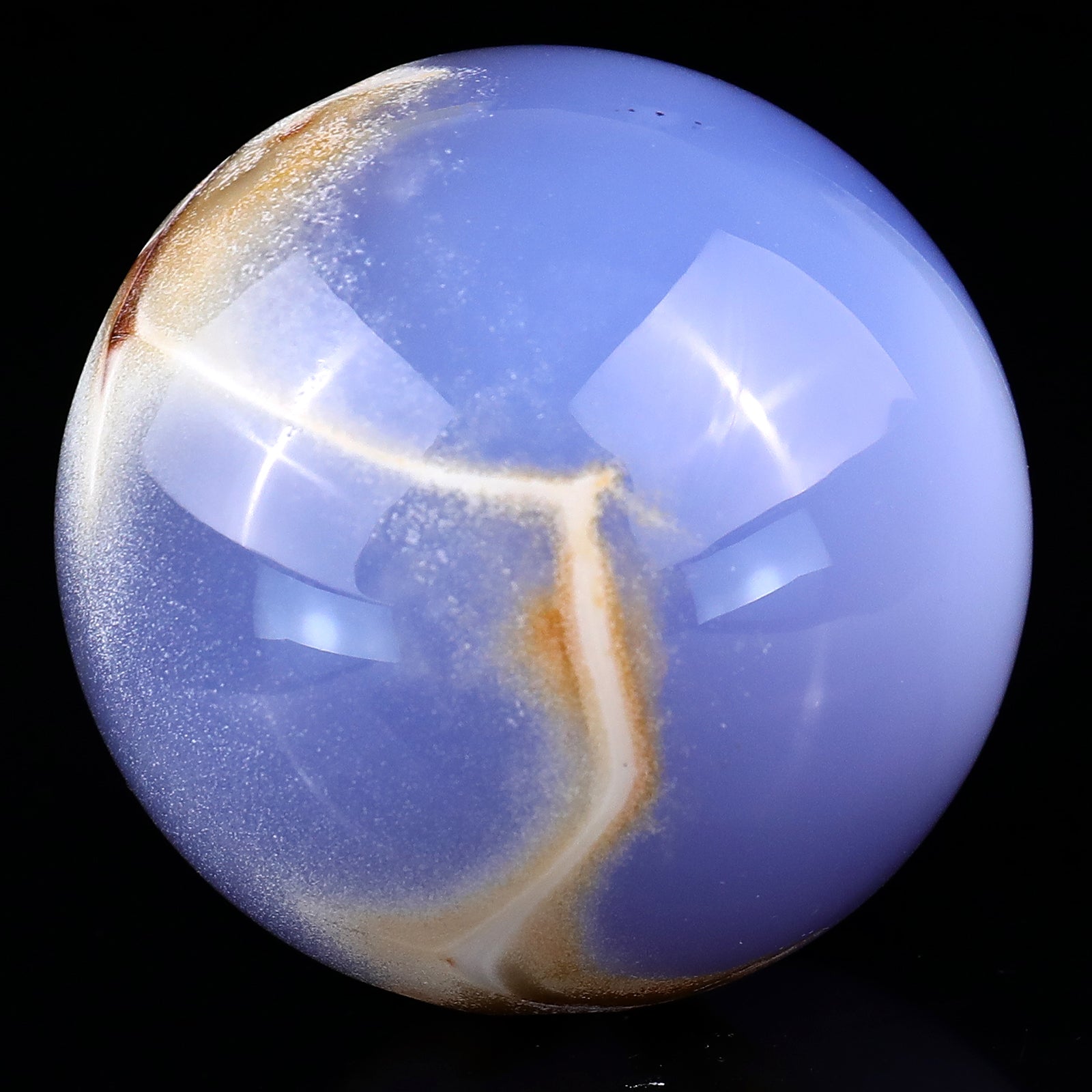 65mm Blue Chalcedony Hand Carved Crystal Sphere Crystallumi