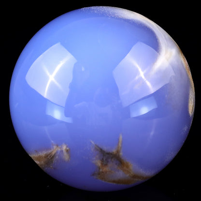 65mm Blue Chalcedony Hand Carved Crystal Sphere Crystallumi