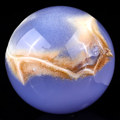 65mm Blue Chalcedony Hand Carved Crystal Sphere Crystallumi