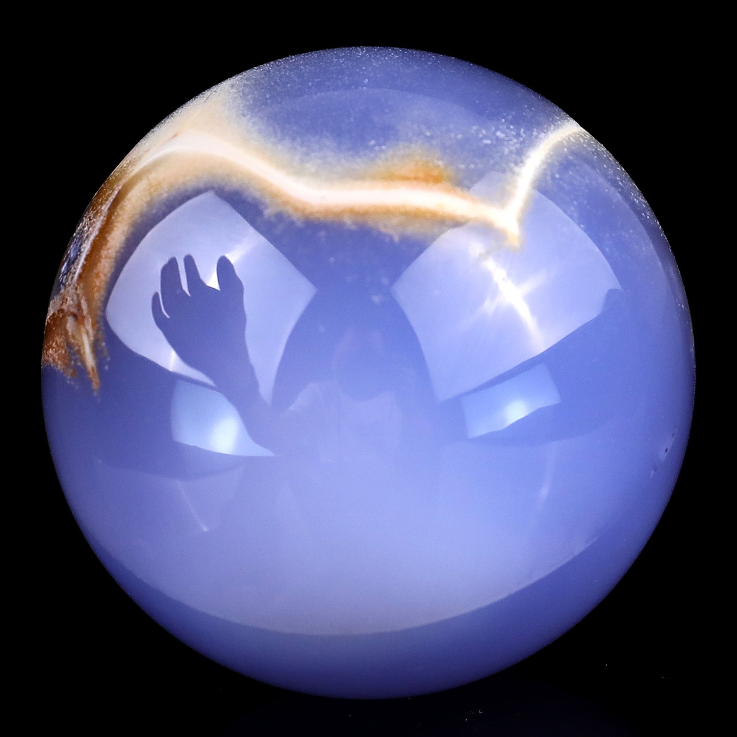 65mm Blue Chalcedony Hand Carved Crystal Sphere Crystallumi