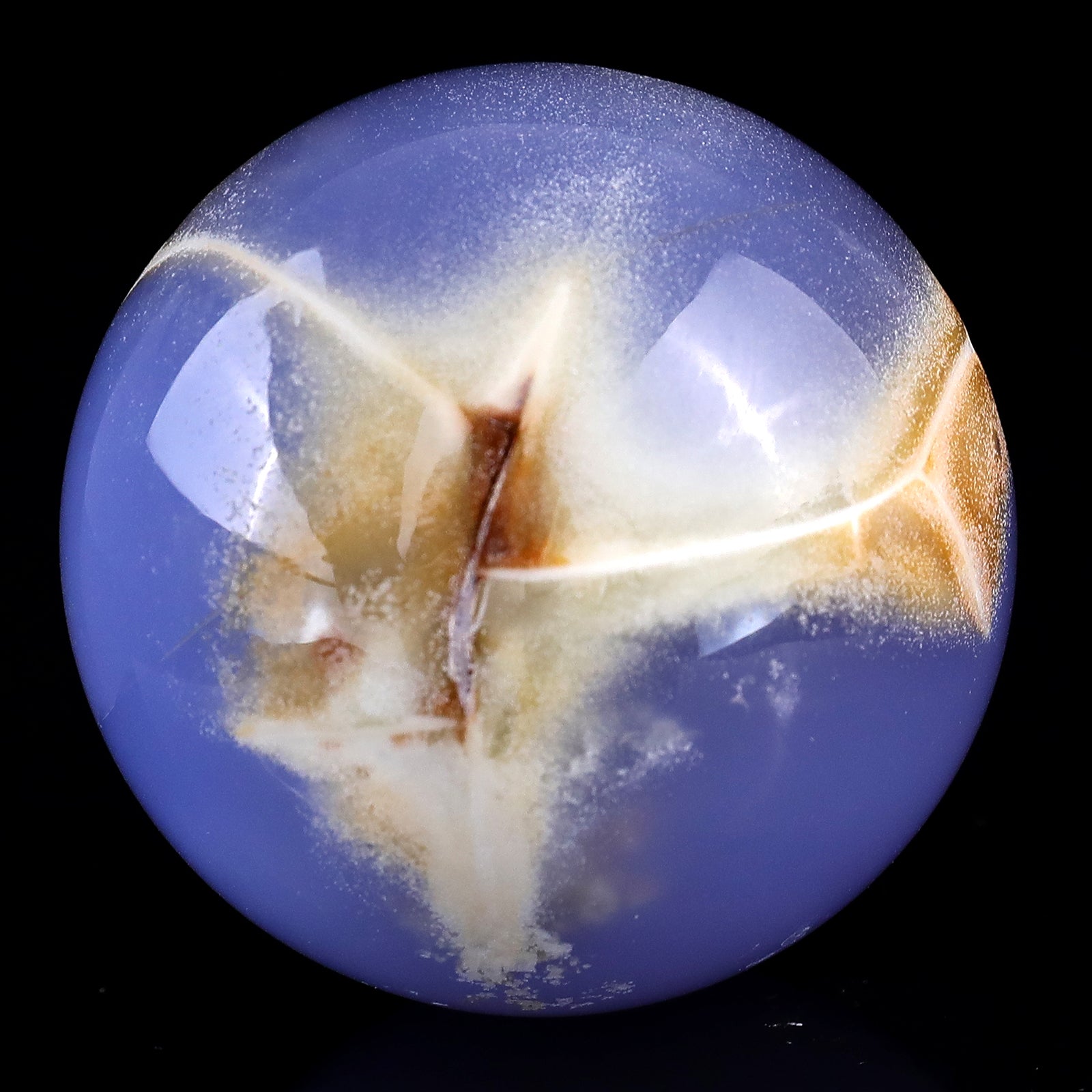 65mm Blue Chalcedony Hand Carved Crystal Sphere Crystallumi