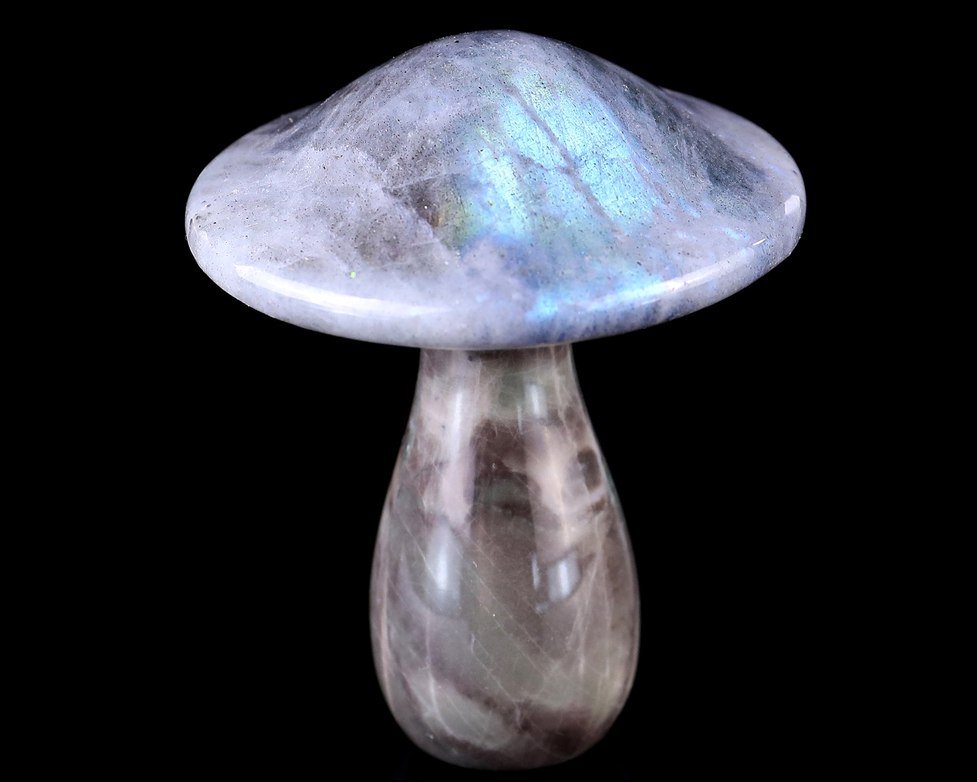 67mm Labradorite Hand Carved Crystal Mushroom Sculpture Crystallumi