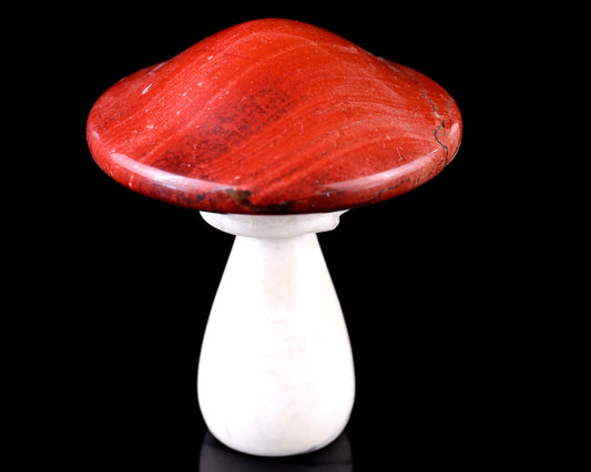 67mm Red Jasper Hand Carved Crystal Mushroom Sculpture Crystallumi