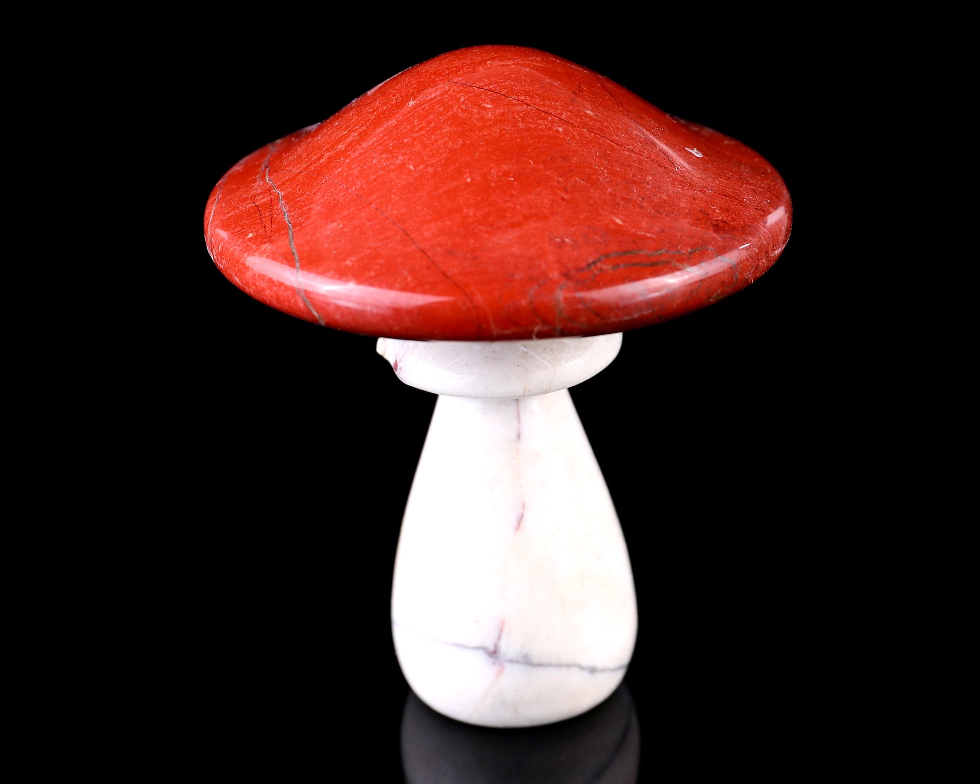 67mm Red Jasper Hand Carved Crystal Mushroom Sculpture Crystallumi