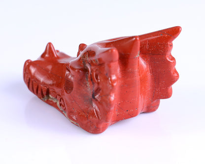 2.5" Red Jasper Hand Carved Crystal Dragon Skull Sculpture