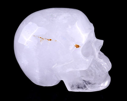 7.0" Angolan Quartz Rock Hand Carved Crystal Realistic Skull Sculpture Crystallumi