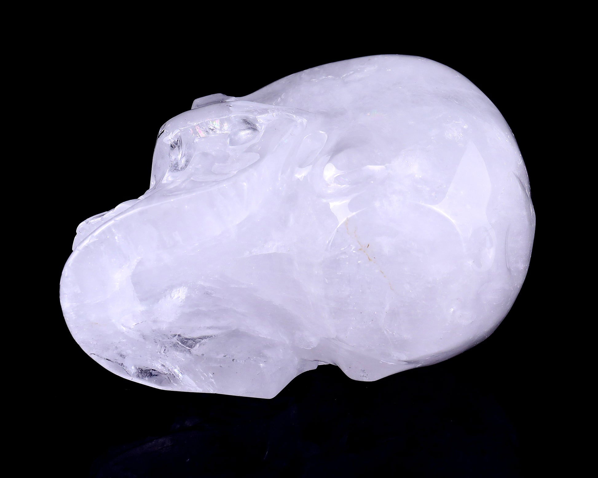 7.0" Angolan Quartz Rock Hand Carved Crystal Realistic Skull Sculpture Crystallumi