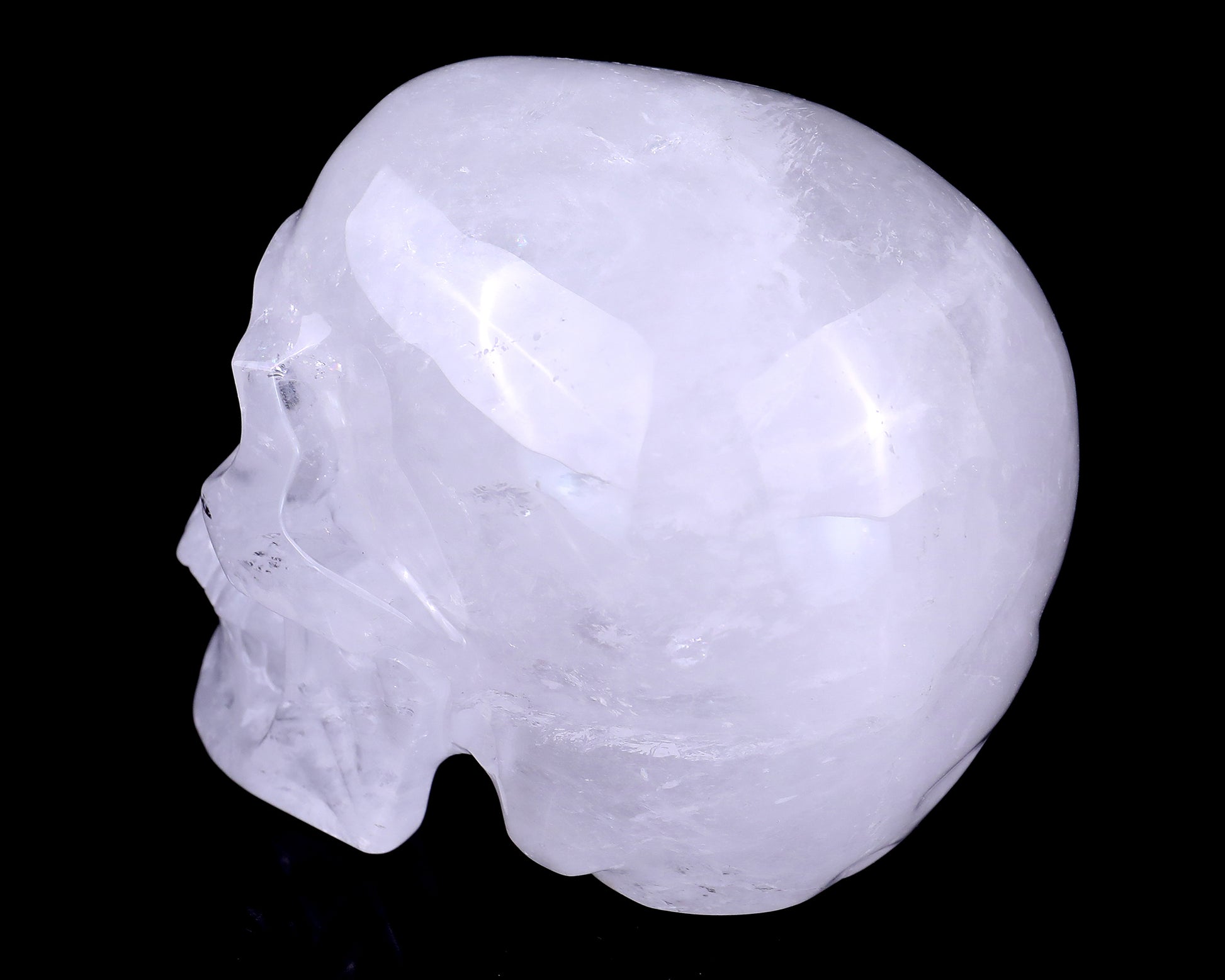 7.0" Angolan Quartz Rock Hand Carved Crystal Realistic Skull Sculpture Crystallumi