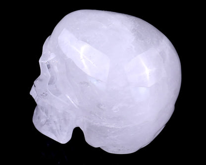 7.0" Angolan Quartz Rock Hand Carved Crystal Realistic Skull Sculpture Crystallumi