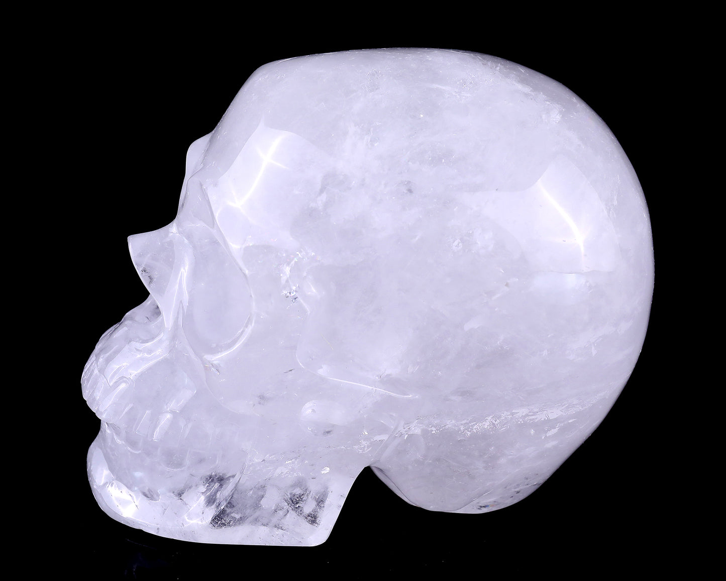 7.0" Angolan Quartz Rock Hand Carved Crystal Realistic Skull Sculpture Crystallumi