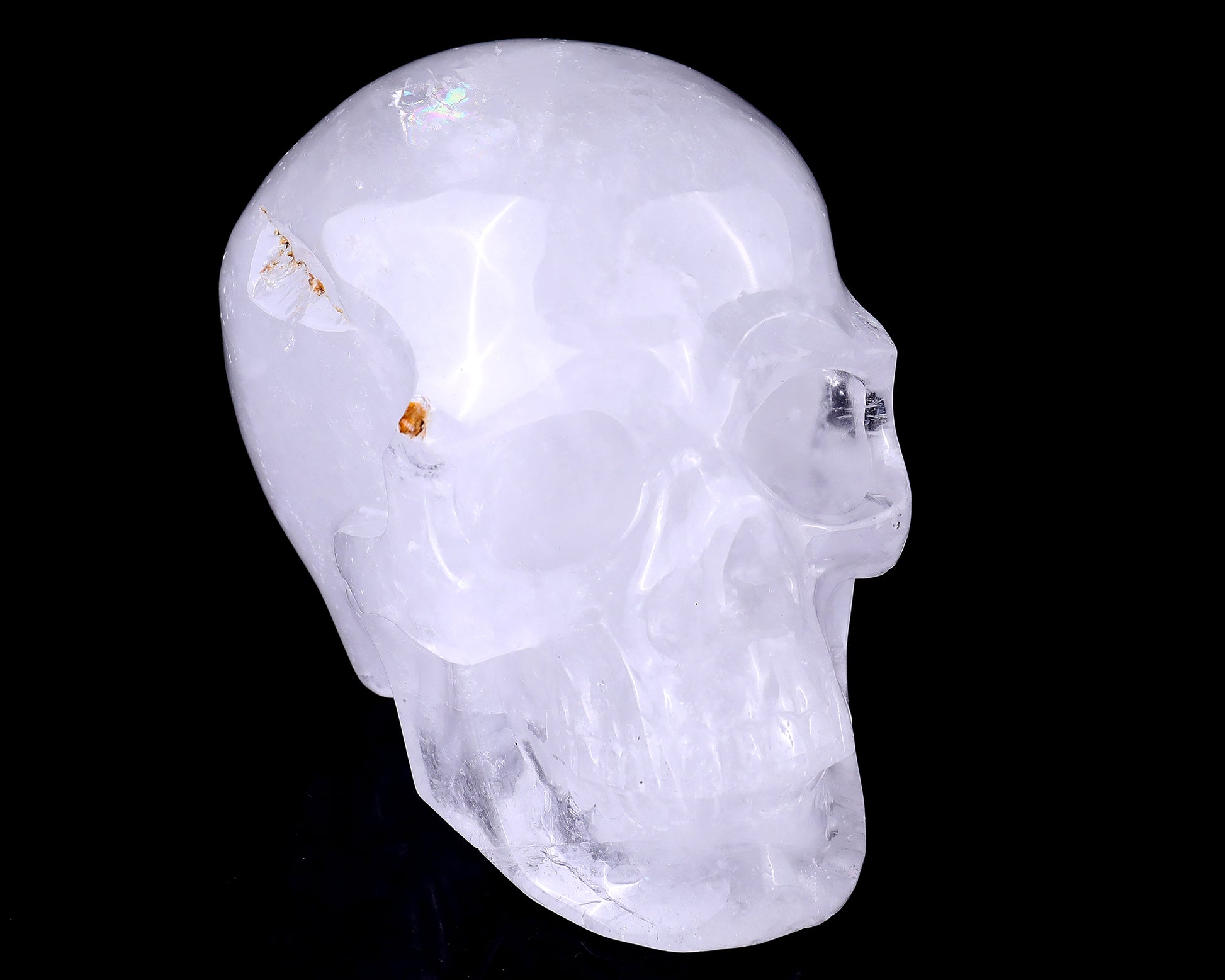 7.0" Angolan Quartz Rock Hand Carved Crystal Realistic Skull Sculpture Crystallumi