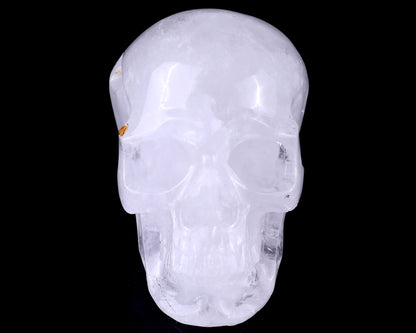 7.0" Angolan Quartz Rock Hand Carved Crystal Realistic Skull Sculpture Crystallumi