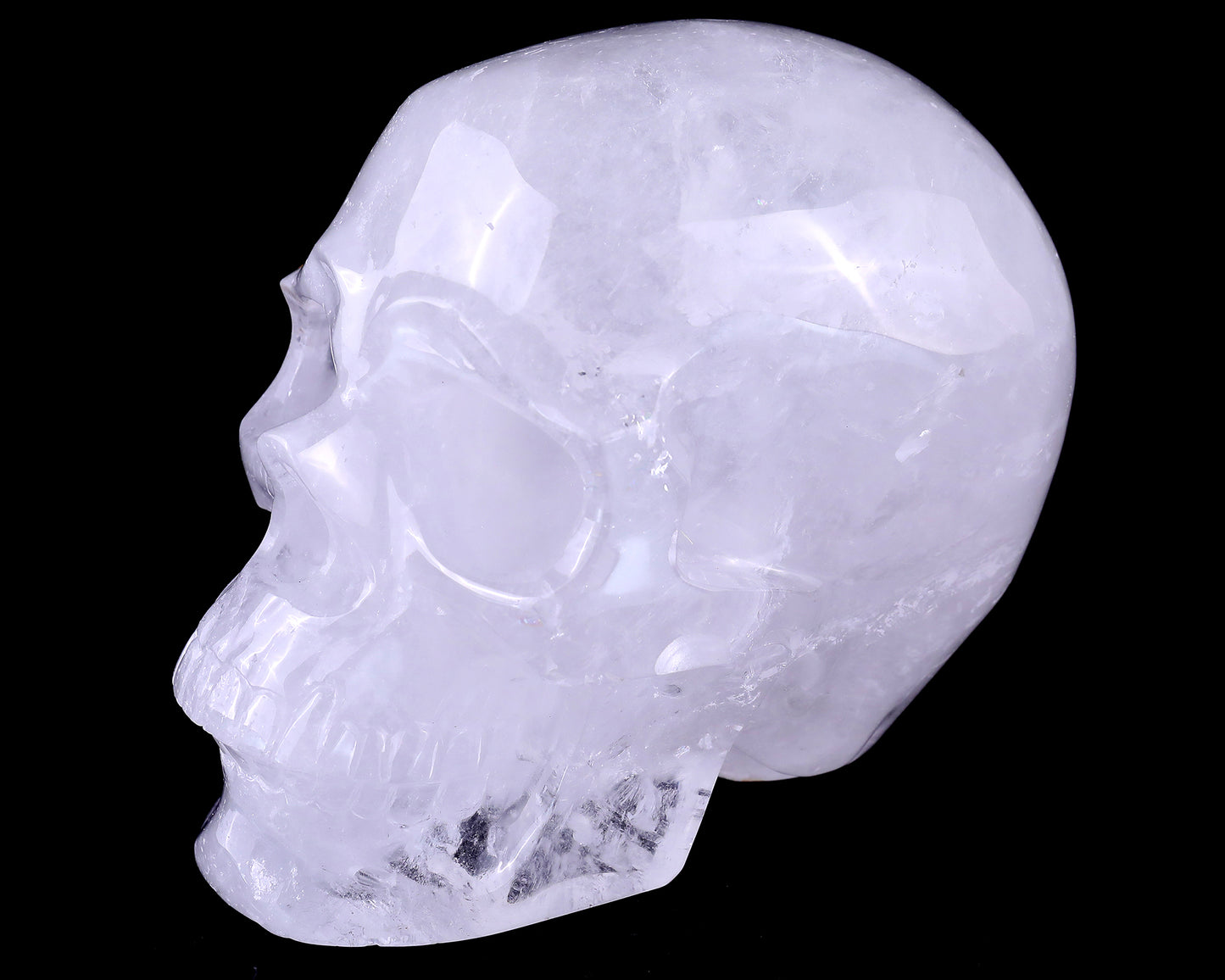 7.0" Angolan Quartz Rock Hand Carved Crystal Realistic Skull Sculpture Crystallumi