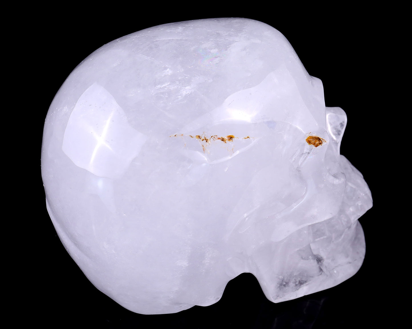 7.0" Angolan Quartz Rock Hand Carved Crystal Realistic Skull Sculpture Crystallumi