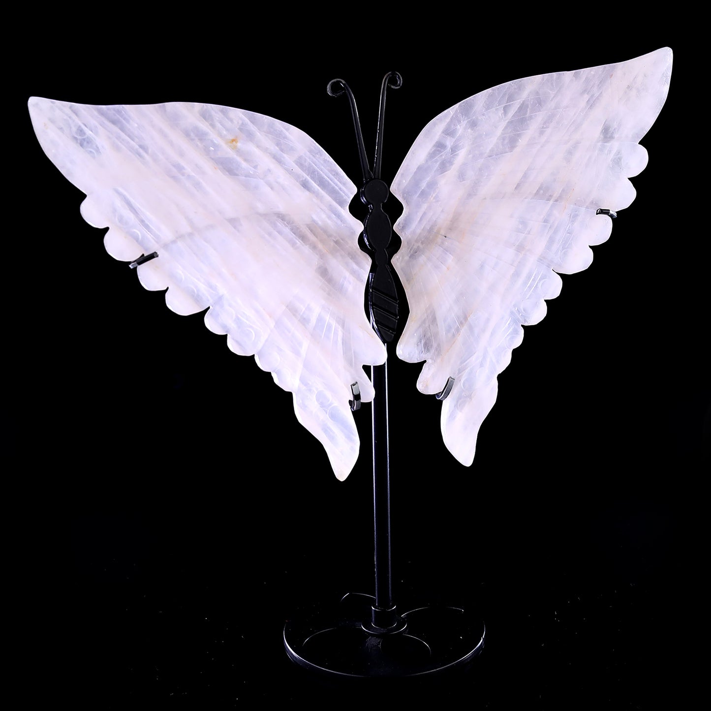 7.0" Rose Quartz Hand Carved Crystal Butterfly Wings Sculpture Crystallumi