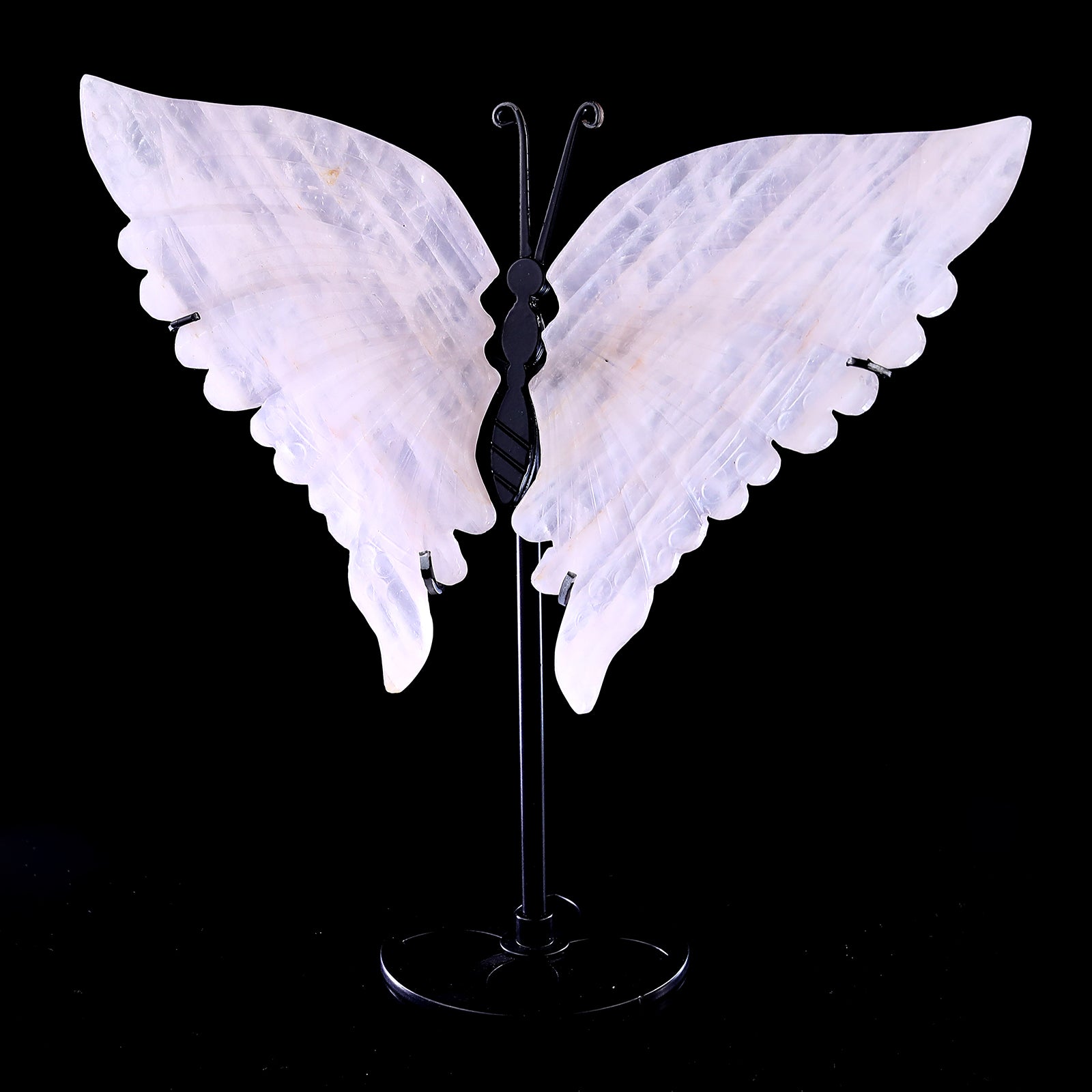 7.0" Rose Quartz Hand Carved Crystal Butterfly Wings Sculpture Crystallumi