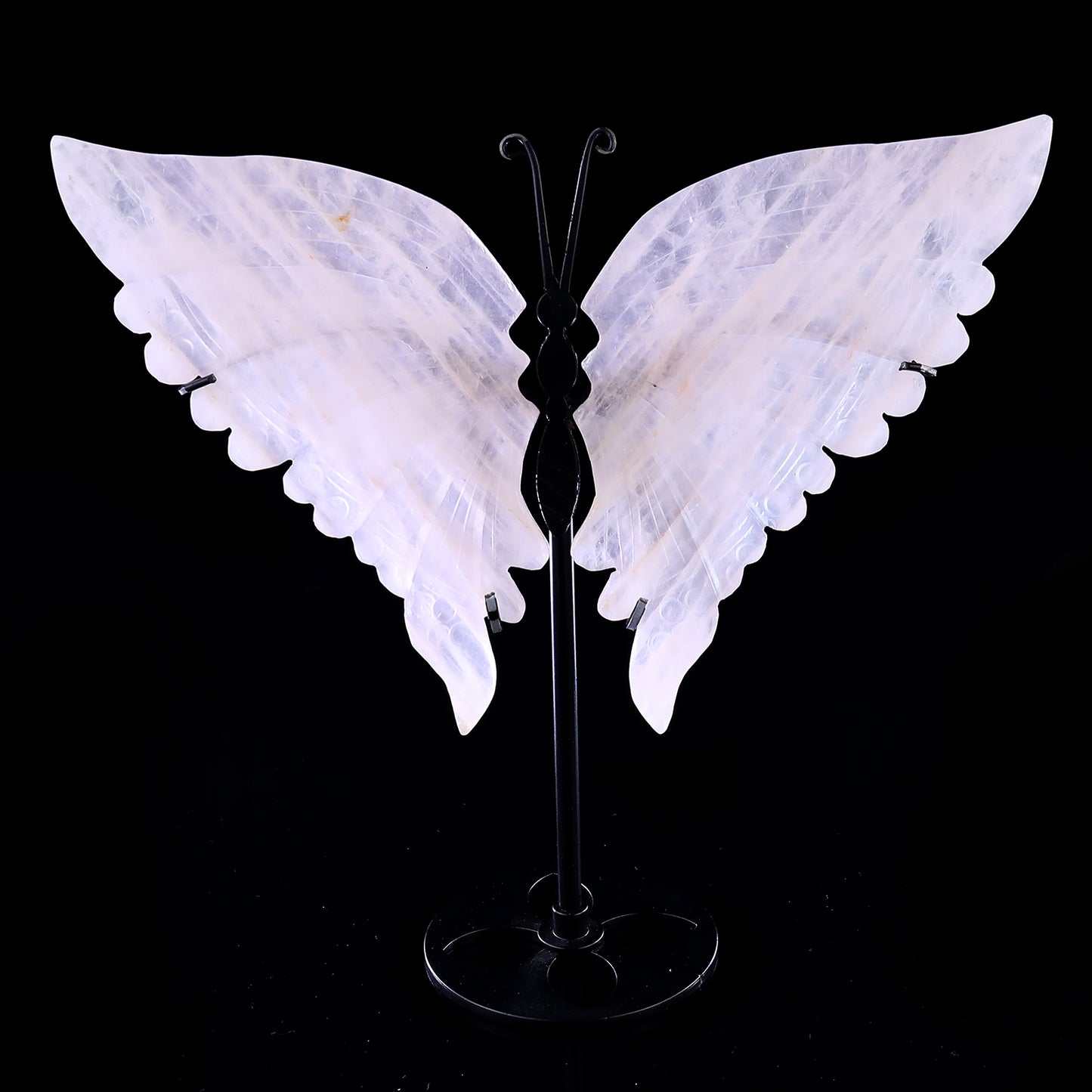 7.0" Rose Quartz Hand Carved Crystal Butterfly Wings Sculpture Crystallumi