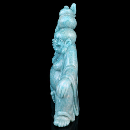 7.1" Amazonite Hand Carved Crystal Buddha Sculpture Crystallumi