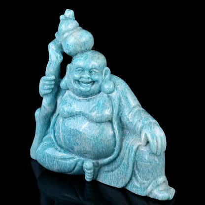 7.1" Amazonite Hand Carved Crystal Buddha Sculpture Crystallumi