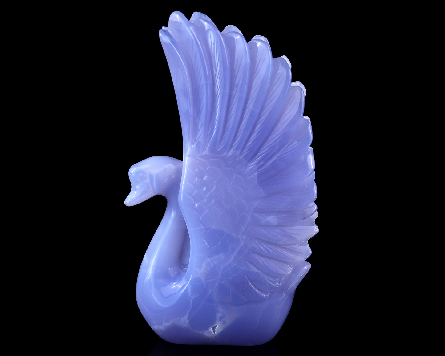 7.1" Blue Chalcedony Hand Carved Crystal Swan Sculpture Crystallumi