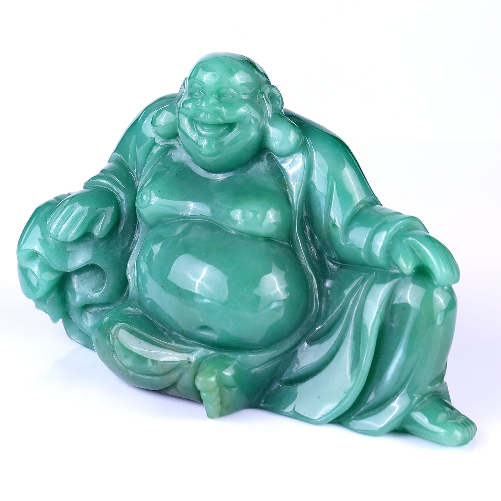 7.5" Green Aventurine Hand Carved Crystal Buddha Sculpture Crystallumi