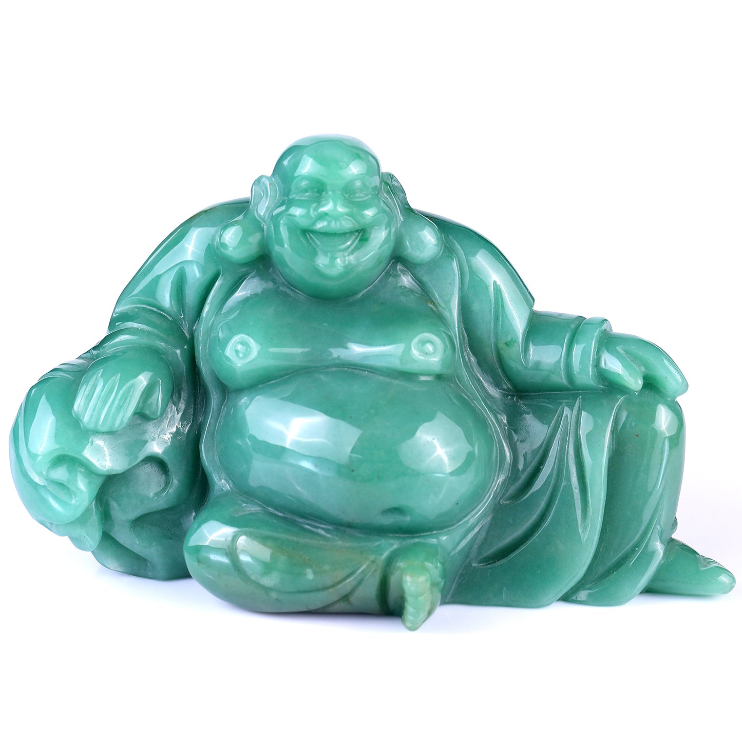 7.5" Green Aventurine Hand Carved Crystal Buddha Sculpture Crystallumi