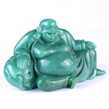 7.5" Green Aventurine Hand Carved Crystal Buddha Sculpture Crystallumi