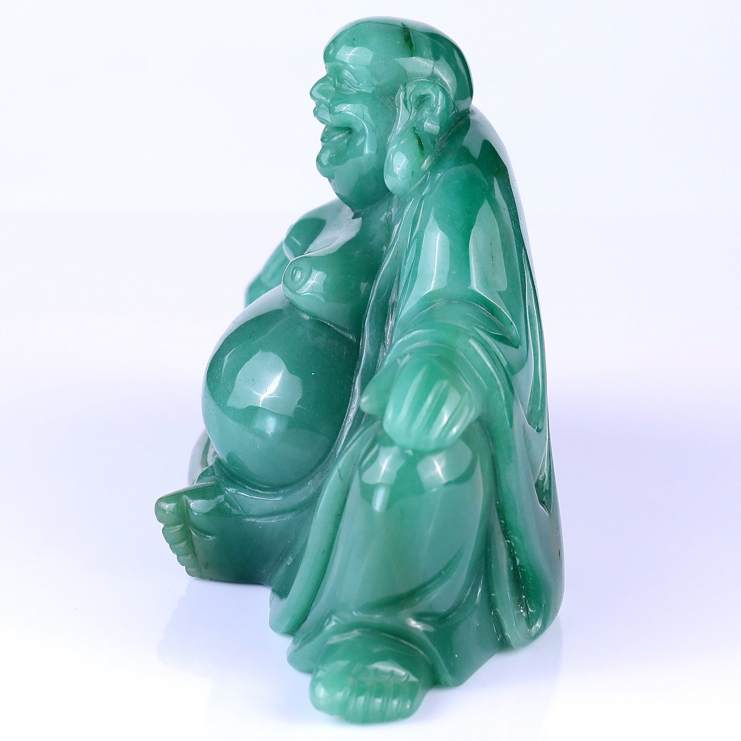 7.5" Green Aventurine Hand Carved Crystal Buddha Sculpture Crystallumi