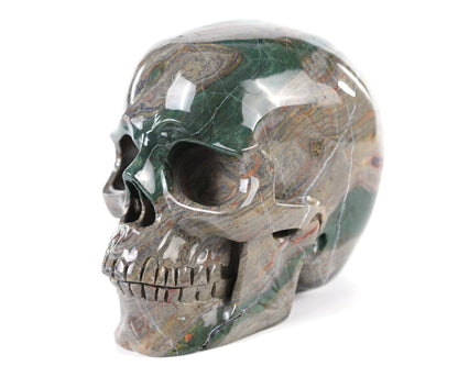 7.6" Colorful Threads Jasper Hand Carved Crystal Realistic Skull Sculpture Crystallumi